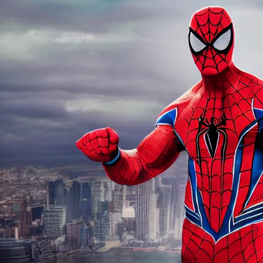 Image similar to dwayne johnson promo on ring wearing spiderman costumes