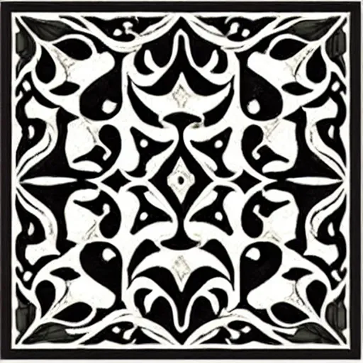 Prompt: an art nouveau floor pattern in black and wgite