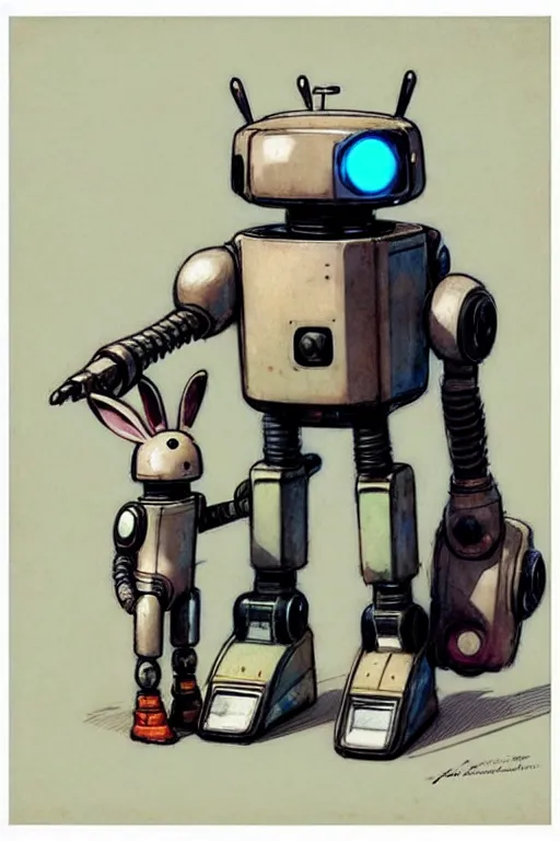 Image similar to ( ( ( ( ( 1 9 5 0 s retro future robot android 1 9 8 0 s robot rabbit. muted colors. ) ) ) ) ) by jean - baptiste monge!!!!!!!!!!!!!!!!!!!!!!!!!!!!!!