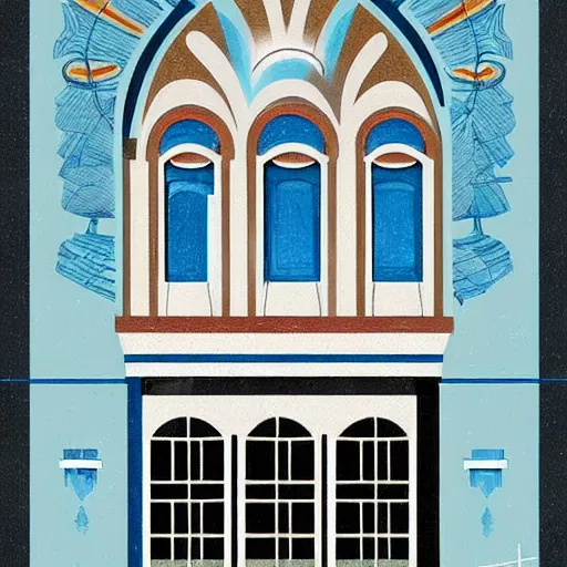 Image similar to a painting beautiful window open, digital illustration, colorful architectural drawing, art deco style art print, a ultrafine detailed painting by aguilera reyes, behance contest winner, vintage, native art, trend in behance hd, 2 d game art, detailed painting