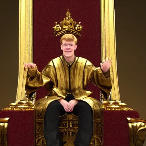 Prompt: God-king John Carmack sits on his golden throne, id tech 1