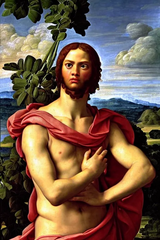 Prompt: renaissance painting of spartan, portrait, face closeup, emotions closeup, dressed in spartan armour, the beautiful garden with liliac bush everywhere, ultra detailed, art by guido reni style, vincenzo catena style