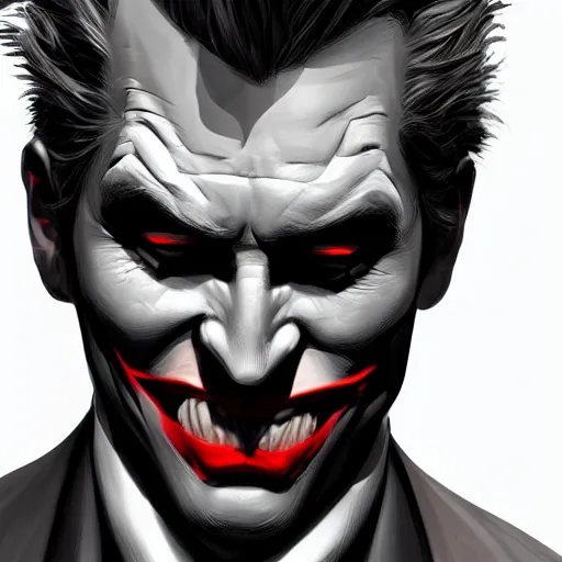Prompt: a face of half batman half joker, digital painting, amazing detail, artstation, cgsociety