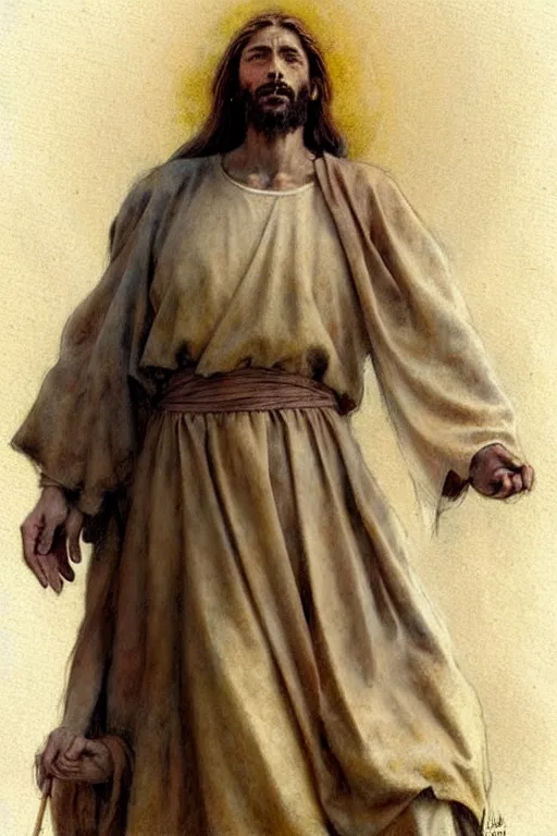 Image similar to (((((1950s jesus and the apostles . muted colors.))))) by Jean-Baptiste Monge !!!!!!!!!!!!!!!!!!!!!!!!!!!