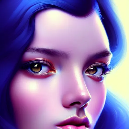 Image similar to digital painting of a close up face portrait of an elegant, beautiful, sophisticated, fashionable, pretty, young, happy russian - uzbek model, lucid pulsar star energy. intricate ornate detail, eye focus, by artgerm, range murata, jeremy lipking, trending on pinterest, artstation hq, vivid 8 k, film still.