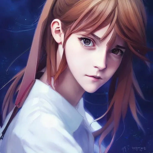 Image similar to anime portrait of emma watson as an anime girl by Stanley Artgerm Lau, WLOP, Rossdraws, James Jean, Andrei Riabovitchev, Marc Simonetti, and Sakimichan, trending on artstation