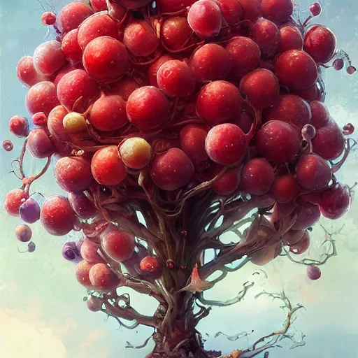 Image similar to tree that looks like fruits, made by stanley artgerm lau, wlop, rossdraws, james jean, andrei riabovitchev, marc simonetti, yoshitaka amano, artstation, cgsociety