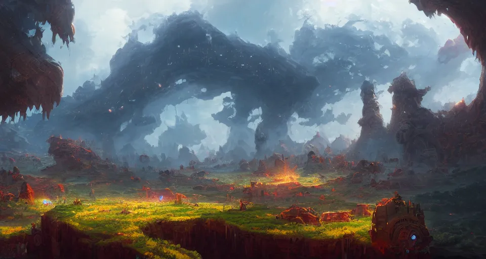 Image similar to a wide landscape of the beautiful world that came after destruction of the human kind, by andreas rocha, 8k, cinematic, hyper-detailed, imax quality, art-station, digital painting