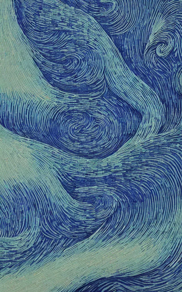 Image similar to rainy streets of kyoto, fractal waves. japanese embroidery. retro minimalist art by jean giraud and van gogh.