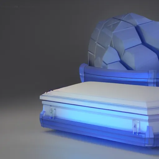 Prompt: a cryosleep casket, 3 d render, octane, ray tracing, ultra high resolution, ultra detailed, photorealistic, 8 k