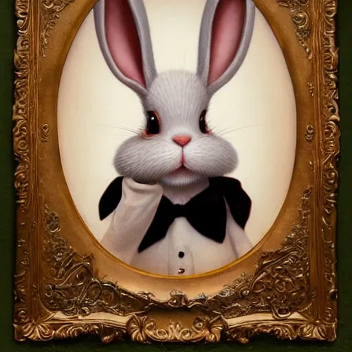 Image similar to A Well-Dressed Bunny, by Mark Ryden and Greg Simkins and Tom Bagshaw