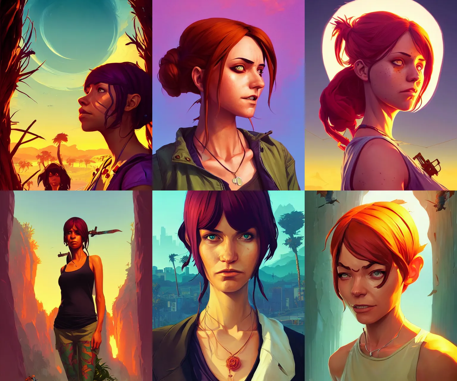 Prompt: portrait of a fae, gta san andreas cover art, borderlands style, celshading, trending on artstation, by rhads, andreas rocha, rossdraws, makoto shinkai, laurie greasley, lois van baarle, ilya kuvshinov and greg rutkowski