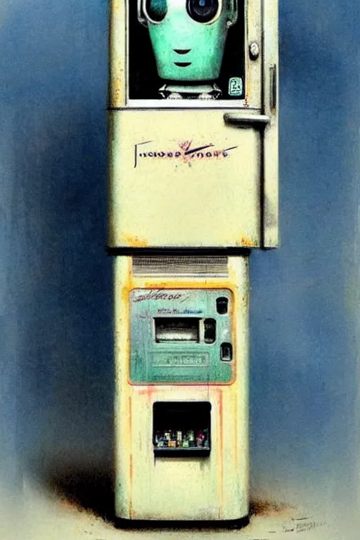 Image similar to ( ( ( ( ( 1 9 5 0 s robot vending machine. muted colors. ) ) ) ) ) by jean - baptiste monge!!!!!!!!!!!!!!!!!!!!!!!!!!!!!!