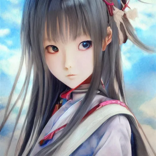 Image similar to dynamic composition, motion, ultra-detailed, amazing details, colorful and grayish palette, HD semirealistic anime CG concept art digital painting, watercolor oil painting of a Japanese schoolgirl, by a Chinese artist at ArtStation, by Huang Guangjian, Fenghua Zhong, Ruan Jia, Xin Jin and Wei Chang. Realistic artwork of a Chinese videogame, gradients, gentle an harmonic grayish colors.