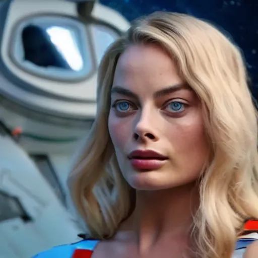 Prompt: margot robbie in space, realistic facial features, beautiful face, sharp, 4k, HD