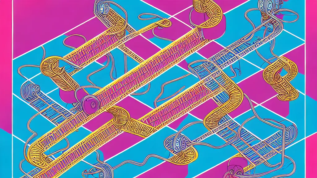 Image similar to chutes and ladders abstraction, centered award winning ink pen illustration, isometric abstract illustration by dan mumford, edited by craola, technical drawing by beeple and tooth wu, tiny details by artgerm and watercolor girl, symmetrically isometrically centered