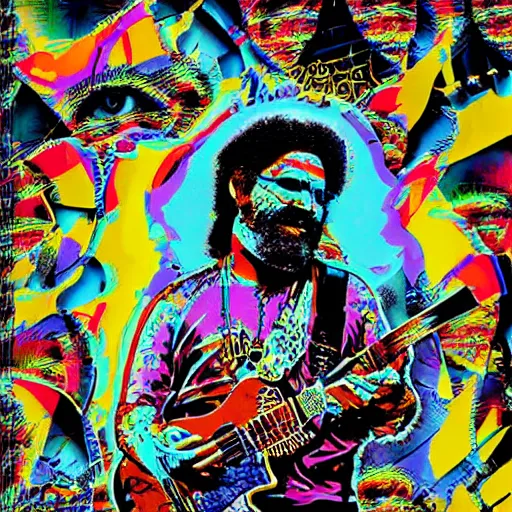 Image similar to jerry garcia egypt photo in the style of graffiti