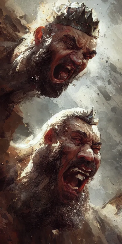 Image similar to Concept art Portrait of the ancient historical biblical SNARLING ANGRYING YELLING, jealous king Saul of Israel by craig mullins and marc simonetti, ARTSTATION, cgsociety, polycount, character design, CINEMATIC, AWE INSPIRING, BEAUTIFUL, ART GERM