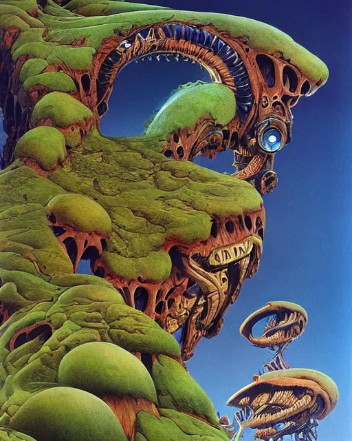 Prompt: art by roger dean, biomechanical, 4 k, hyper detailed