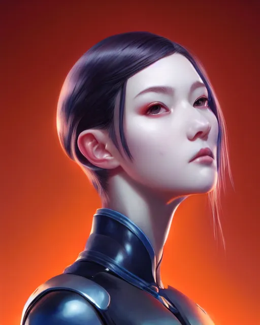 Image similar to face closup portrait view of pale skin beauty, full body armor, paint by ilya kuvshinov and ross tran and karol bak and stanley lau and anna dittmann and artgerm and xiaoguang sun and tian zi