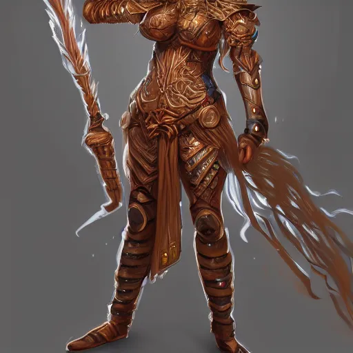 Image similar to beautiful earthen sorceress wearing wooden armor, trending on artstation, ultra fine detailed, hyper detailed, hd, concept art, digital painting