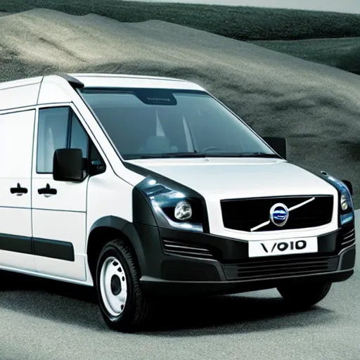 Prompt: A van designed and produced by Volvo, promotional photo