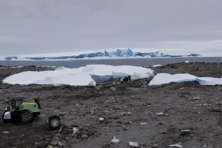 Image similar to high - tech antarctic archaeological dig site