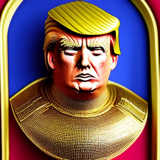 Image similar to full - body - front - shot, donald trump, knight'armor, crown, renaissance painting of a knight, detailed face