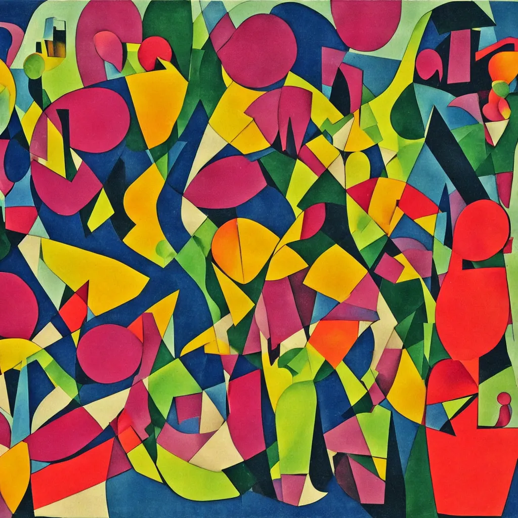 Prompt: apples and mangos in the style of eileen agar and olexander archipenko, noise, stroke cutout album cover art