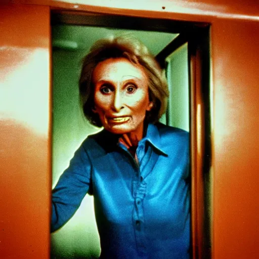 Image similar to 7 0 s film still from a horror movie of cloris leachman suffering from radiation induced moist desquamation, kodachrome, cinecolor, cinestill, film grain, film texture, retro, cinematic, high resolution, photorealism, - w 8 6 7