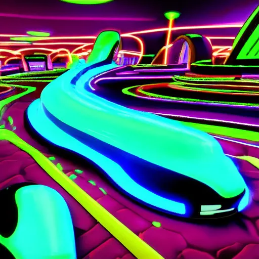 Image similar to tron style slug race