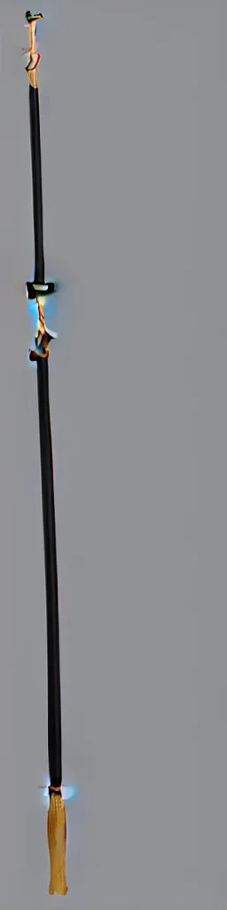 Image similar to picture of a single wooden long straight thin ninja fighting staff, black, weapon, highlight, sci - fi, fantasy, dnd, close shot, bright uniform background, award winning