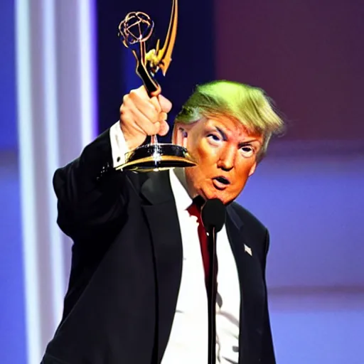 Image similar to Photo of Donald Trump winning an Emmy