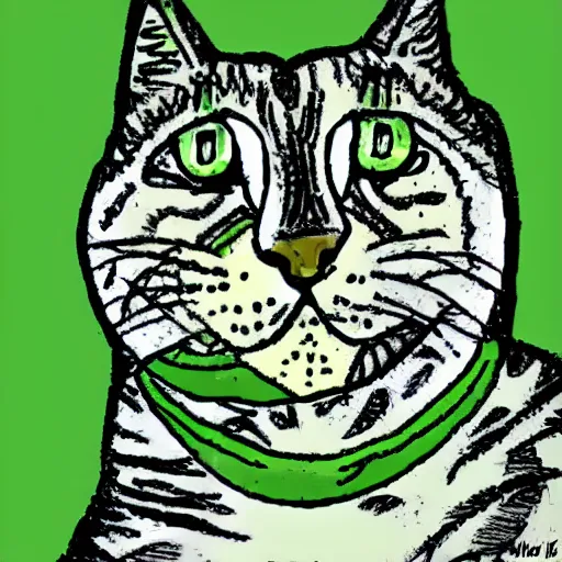 Prompt: green cat cartoon