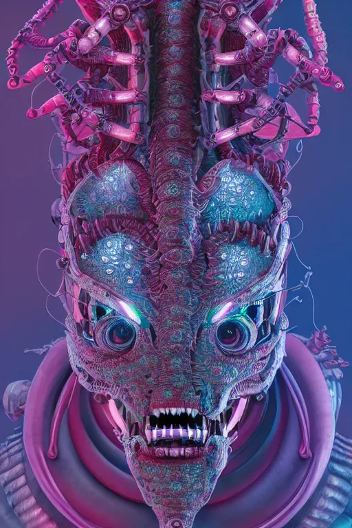 Prompt: Ultradetailed illustration of robotic demogorgon with symmetrical features and intricate botanical details, very detailed, pastel colors, digital painting, 8k, 4K, hd, portrait, volumetric lighting, studio