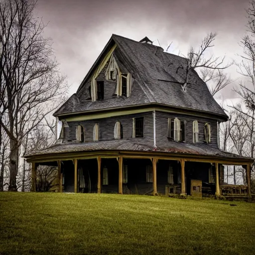 Image similar to archive HD color photo of an anomalous goetic gnostic foreboding farmhouse in Northern Virginia.