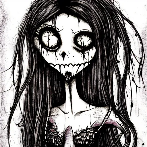 Image similar to grunge drawing of monster by mrrevenge, corpse bride style, horror themed, detailed, elegant, intricate