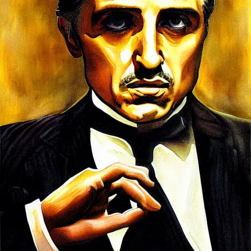 Image similar to The-Godfather painting by Thomas-Montacellinio