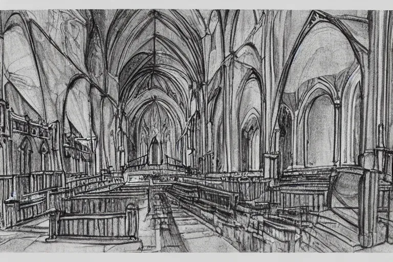 Image similar to Maringá's Cathedral, sketchbook with annotation, blue print, ultra detailed