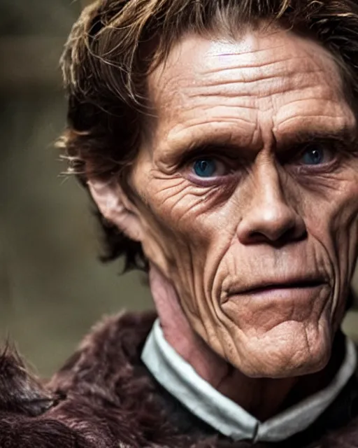 Image similar to William Dafoe in the role of aria stark