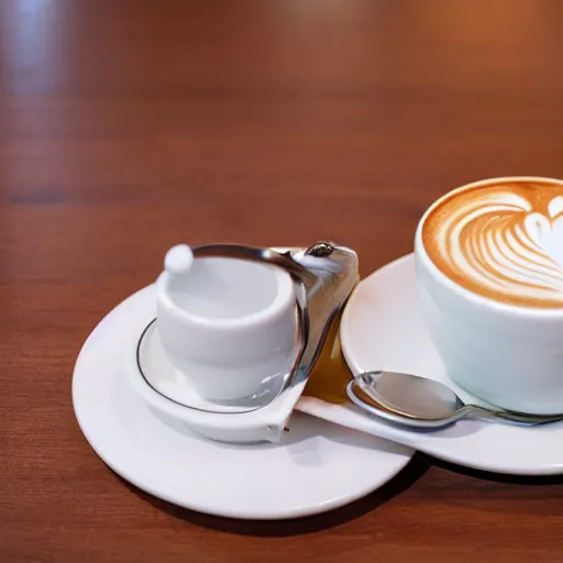 Prompt: latte art coffee in a toilet, michelin star restaurant, award winning food photography