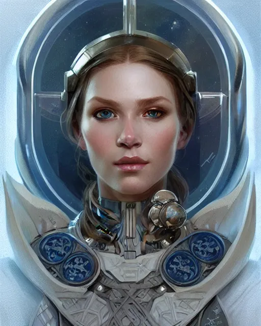Prompt: portrait of viking, spacesuit, blue eyes, real life skin, intricate, elegant, highly detailed, artstation, concept art, smooth, sharp focus, art by artgerm and greg rutkowski and alphonse mucha