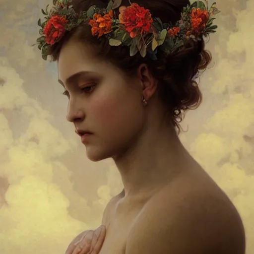 Prompt: portrait of the goddess gaea, intricate, elegant, highly detailed, digital painting, artstation, concept art, smooth, sharp focus, illustration, art by artgerm and greg rutkowski and alphonse mucha and william - adolphe bouguereau
