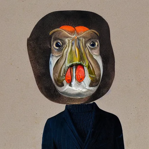 Prompt: man portrait with fish head