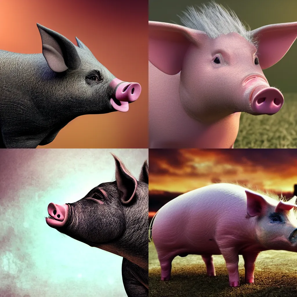 Prompt: Award Winning Photo Of A Pig And Dragon Hybrid, 8K, Photorealistic