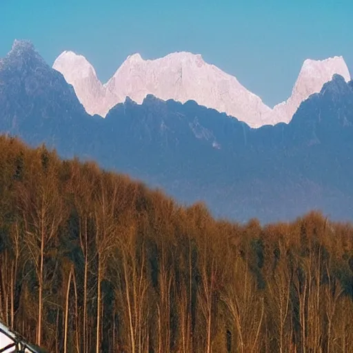 Image similar to mountains very visibly ( floating ) in the air