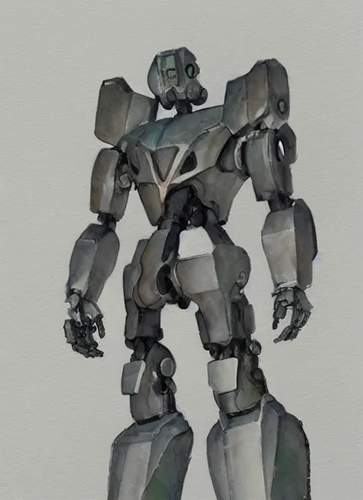Image similar to concept art of a mech robot, pinterest, artstation trending, behance, watercolor, by coby whitmore *, silver, laser light *,