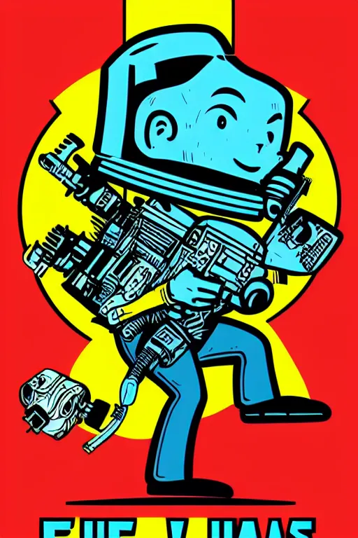 Image similar to fallout 7 6 retro futurist illustration art by butcher billy, sticker, colorful, illustration, highly detailed, simple, smooth and clean vector curves, no jagged lines, vector art, smooth andy warhol style