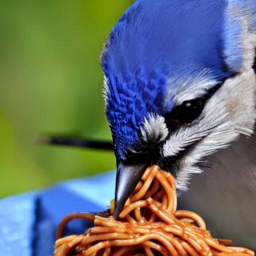 Image similar to bluejay eating spaghetti