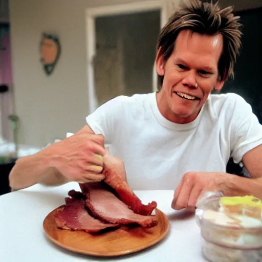 Image similar to kevin bacon making bacon